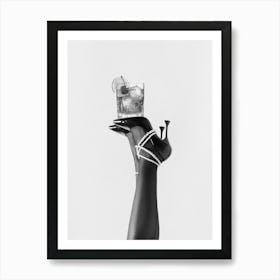 Fashionable Drink - Black And White Art Print