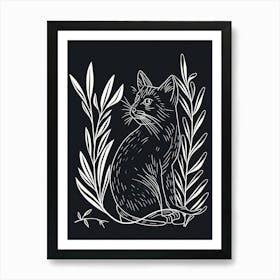 Russian Blue Cat Minimalist Illustration 2 Art Print