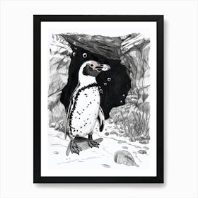 African Penguin Exploring Underwater Caves 2 Art Print