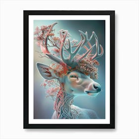 Deer Rainbow Flower 2 Art Print