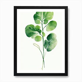 Watercress Leaf Minimalist Watercolour 1 Affiche