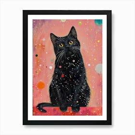 Black Cat In Space Art Print