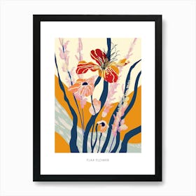 Colourful Flower Illustration Poster Flax Flower 2 Art Print