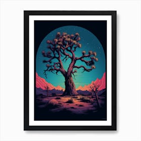  Retro Illustration Of A Joshua Tree At Night In Grand 2 Art Print