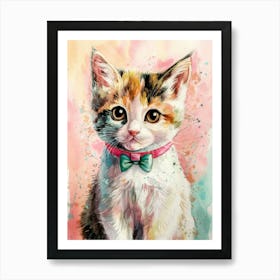 Cute Kitten Watercolor Painting Art Print