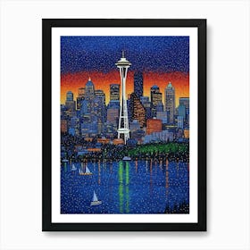 Seattle Washington Pointillism 10 Art Print