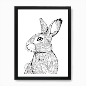 Rabbit Minimalist Line Art Monoline Illustration Art Print