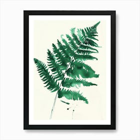 Green Ink Painting Of A Royal Fern 3 Poster