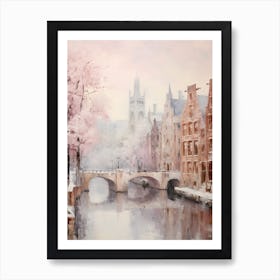 Dreamy Winter Painting Bruges Belgium 4 Art Print