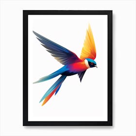 Colourful Geometric Bird Swallow 1 Art Print