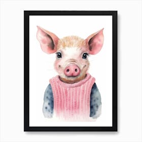 Baby Animal Watercolour Pig 2 Art Print