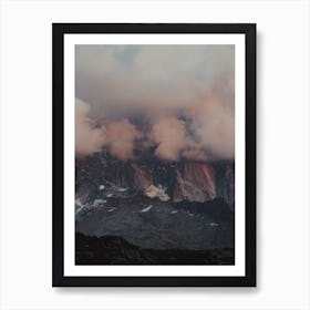 Pink Foggy Mountains Art Print