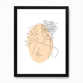 Woman With Flowers On Her Head 7 Art Print