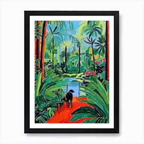 Painting Of A Dog In Royal Botanic Garden, Melbourne Australia In The Style Of Matisse 01 Art Print