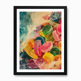 Fruity Jelly Candy Retro Collage 2 Art Print