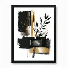 Abstract Black And Gold Painting 14 Art Print