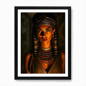 Cleopatra In Orange Light Portrait - Diverse Art Illustration 65 Art Print