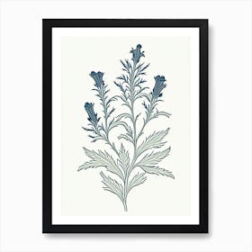 Skullcap Herb William Morris Inspired Line Drawing 2 Art Print