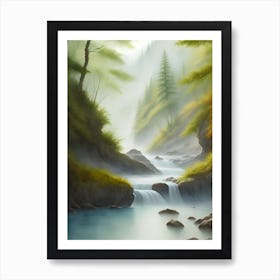 Waterfall In The Forest Art Art Print