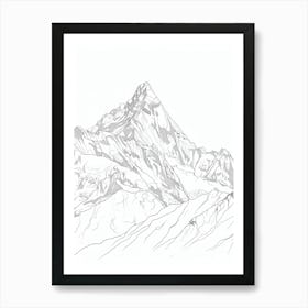 Makalu Nepal China Line Drawing 3 Art Print