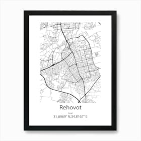 Rehovot,Israel Minimalist Map Art Print