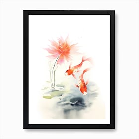 Koi Fish Watercolor Painting Art Print