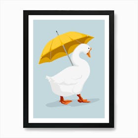 Duck With Umbrella Art Print