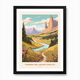 Torres Del Paine Circuit Chile 4 Hike Poster Art Print