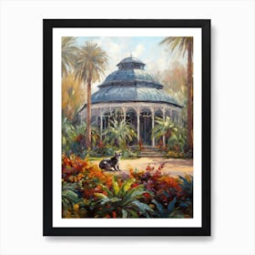 Painting Of A Cat In Royal Botanic Gardens, Melbourne Australia In The Style Of Impressionism 01 Art Print