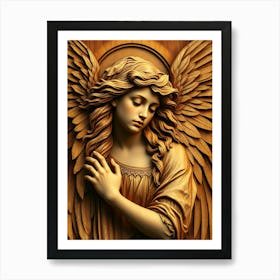 Angel Wood Work Style Art Print