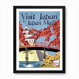 Visit Japan, Vintage Travel Poster Art Print