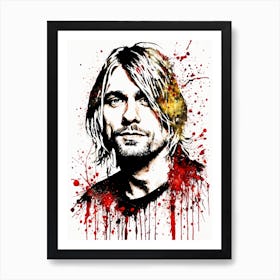 Kurt Cobain Portrait Ink Painting (20) Art Print
