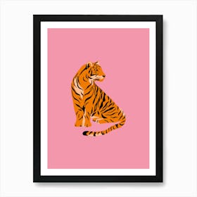 Tiger On Pink Background 1 Affiche