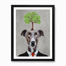 Greyhound With Tree Art Print