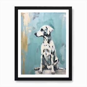 Dalmatian Dog, Painting In Light Teal And Brown 2 Art Print