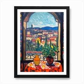 Window View Of Florence In The Style Of Fauvist 2 Art Print