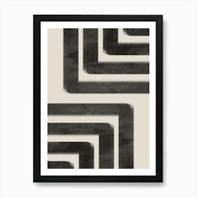 Abstract Minimalist Art in Black and Beige 1 Poster