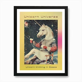 Unicorn Knitting In Space Abstract Collage Poster Art Print