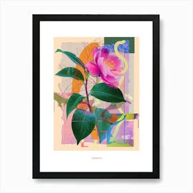 Camellia 1 Neon Flower Collage Poster Art Print