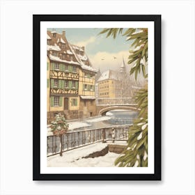 Vintage Winter Illustration Strasbourg France 2 Art Print