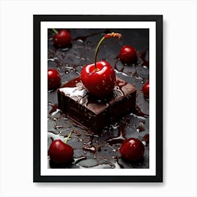 Chocolate Cherry sweet food Art Print