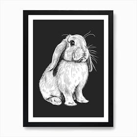 French Lop Rabbit Minimalist Illustration 4 Art Print