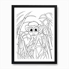 Line Art Jungle Animal Spider Monkey 2 Art Print