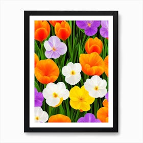 Crocus Repeat Retro Flower Art Print