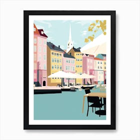 Gothenburg, Sweden, Flat Pastels Tones Illustration 3 Art Print