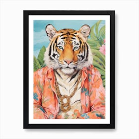 Tiger Illustrations Wearing A Sarong 2 Art Print