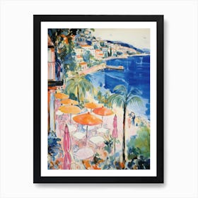 Taormina, Sicily   Italy Beach Club Lido Watercolour 2 Art Print