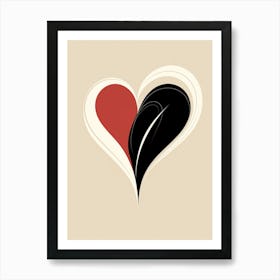Cream Red Black Heart Graphic Design Bold Art Print