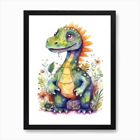 Camarasaurus Cute Dinosaur Watercolour 1 Art Print