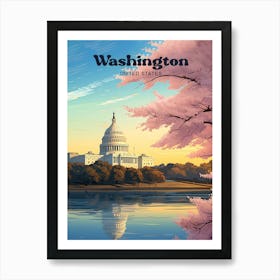 Washington United States Republican Travel Art Illustration Art Print